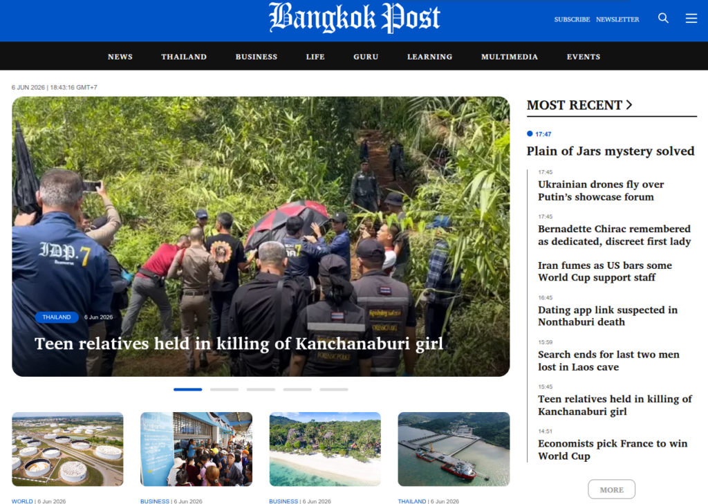 Screenshot der aktuellen Bangkok Post