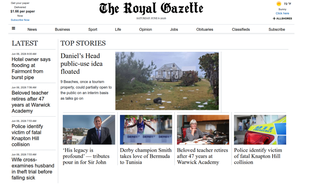 Screenshot von Royal Gazette