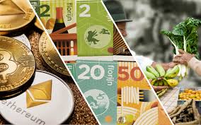 Bunte Illustration verschiedener Banknoten als Symbol für traditionelle Fiat-Währungen im Kontext alternativer Zahlungssysteme
